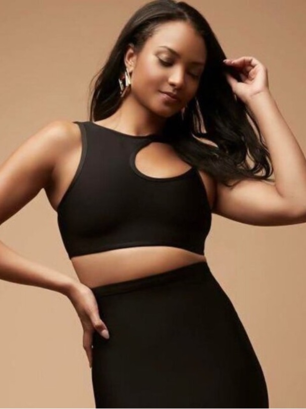 Hervé Léger x Forever 21 Asymmetrical Strappy Crop Top-Black-Women Size Small